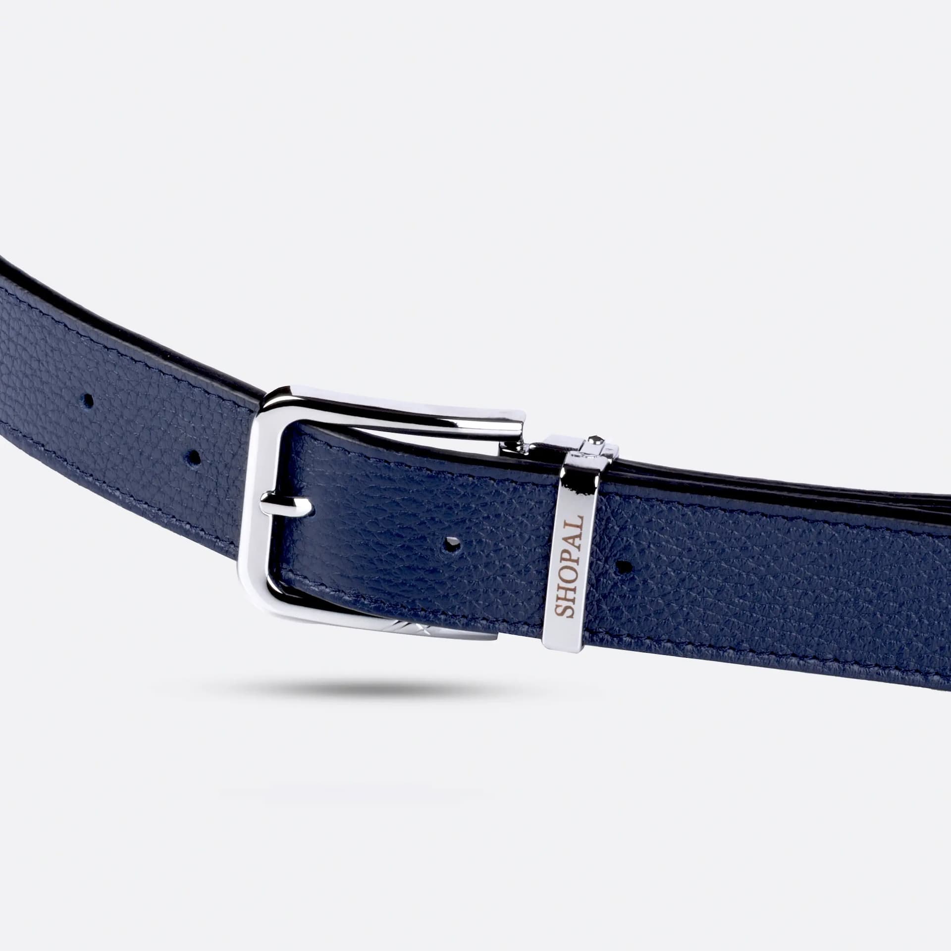 Ceinture en cuir homme Bleu - Noir - Image 2