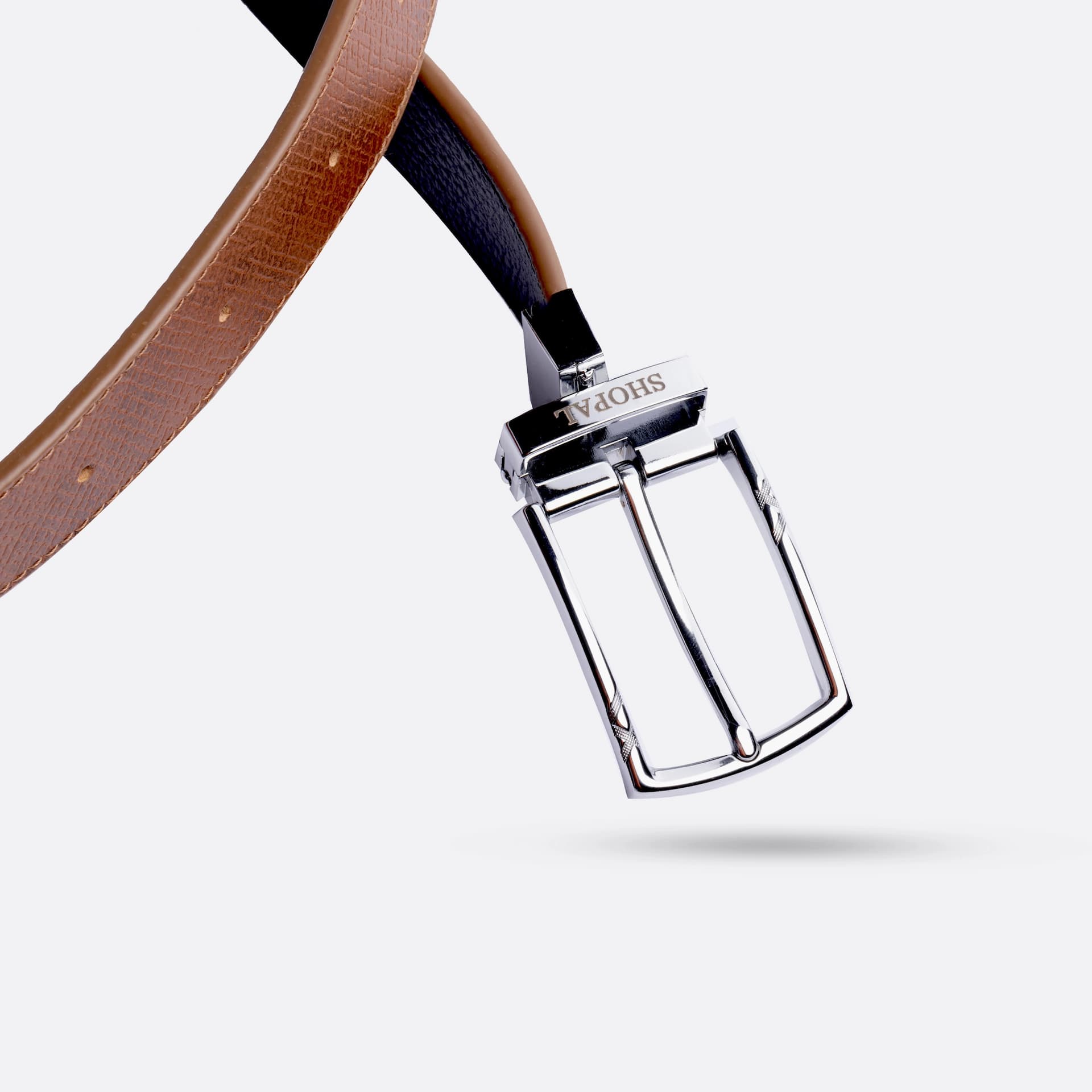 Ceinture en cuir homme  Marron - Noir  - Image 2